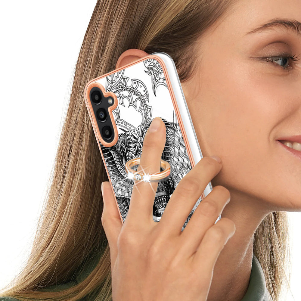 YB IMD Series-20 Style D for Samsung Galaxy A55 5G Case Kickstand 2.0mm TPU Phone Cover - Totem Elephant YB IMD Series-20 Style D for Samsung Galaxy A55 5G Case Kickstand 2.0mm TPU Phone Cover - Totem Elephant